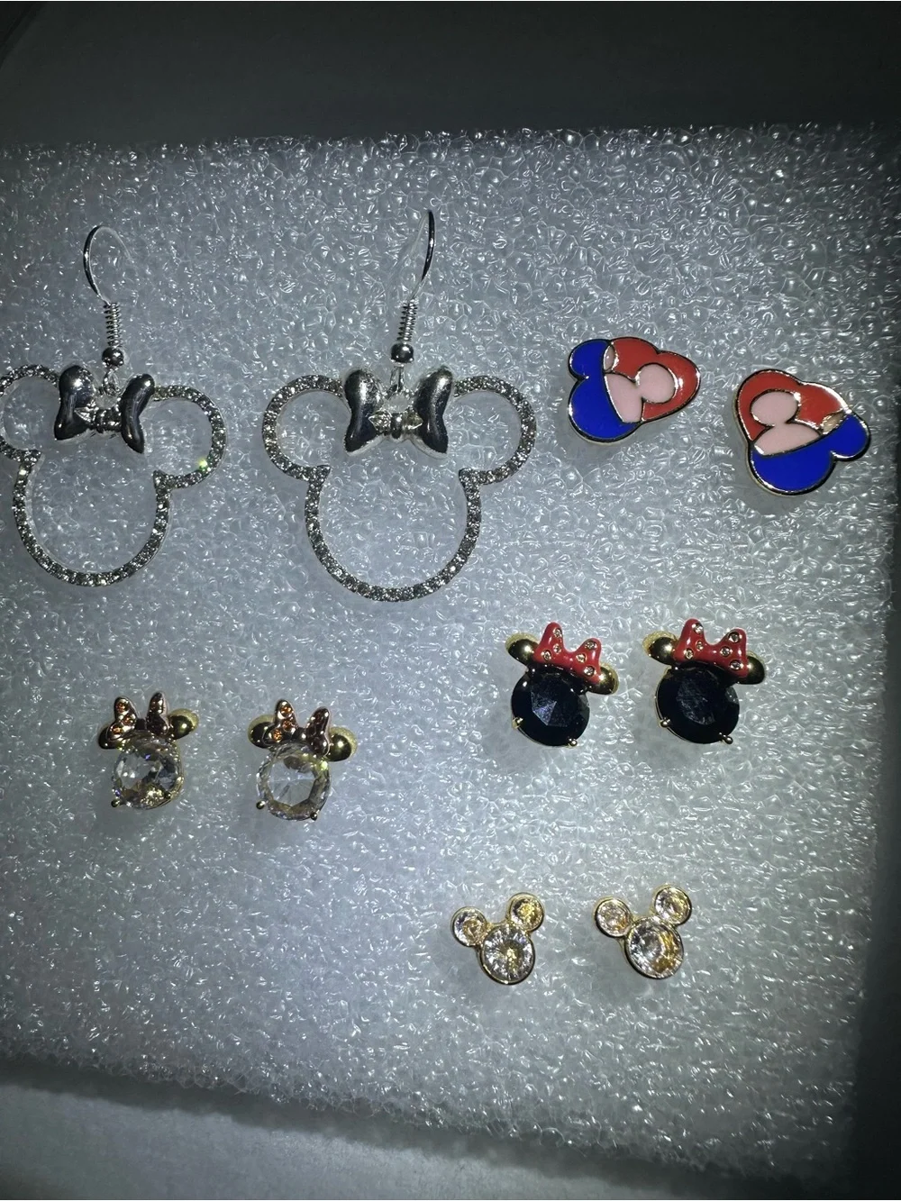 Kids Minnie Mouse Style Earring Set - Silver, Gold, Black, Blue, Pink